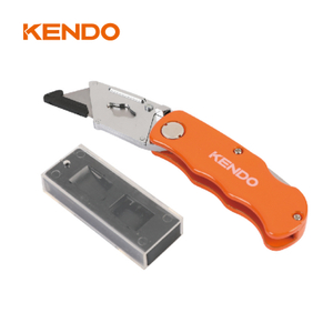 Cuchillo utilitario plegable de doble hoja con cuerpo de aluminio y hoja retráctil para cuchillas Sk5 Extra multifunción de 5 piezas en un estuche dispensador